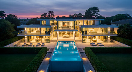 Luxury home estate mansion house architecture design swimming pool real estate residence modern villa property