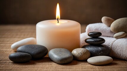 Fototapeta premium Candles and Relaxing Stones