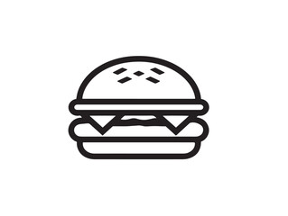 Juicy cheeseburger icon in clean line vector style