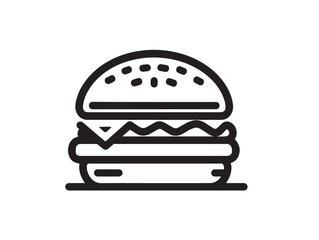 Classic burger and cheese icon in modern flat art