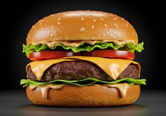 Gourmet burger with melted cheese &mdash; juicy, golden 3D food icon for restaurants, delivery & influencers that converts through indulgence, texture, and crave-stopping cheese pull