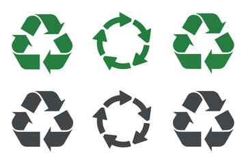 Obraz premium Recycle Symbol Collection in Green and Gray for Environmental Awareness and Sustainable Practices Promotion