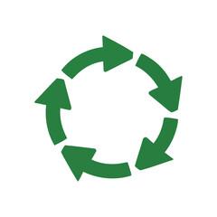 Single Green Recycle Symbol with Circular Arrows for Environmental Conservation and Waste Reduction Initiatives