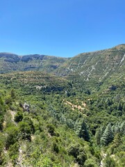 Majestic canyon under a clear blue sky, Cirque de Navacelles, France