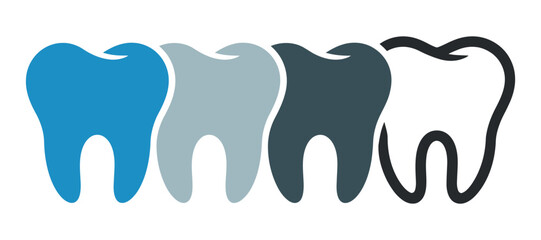 Progression of Tooth Decay Vector Illustration Showing Healthy to Damaged Teeth on Transparent Background