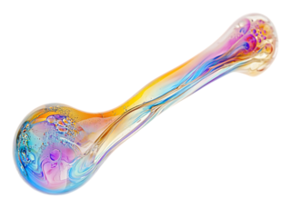 Colorful glass pipe for smoking isolated on transparent background
