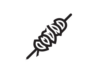 Skewered chicken souvlaki icon in modern vector line art