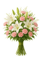 Obraz premium Elegant Bouquet of Lilies and Carnations on Transparent Background