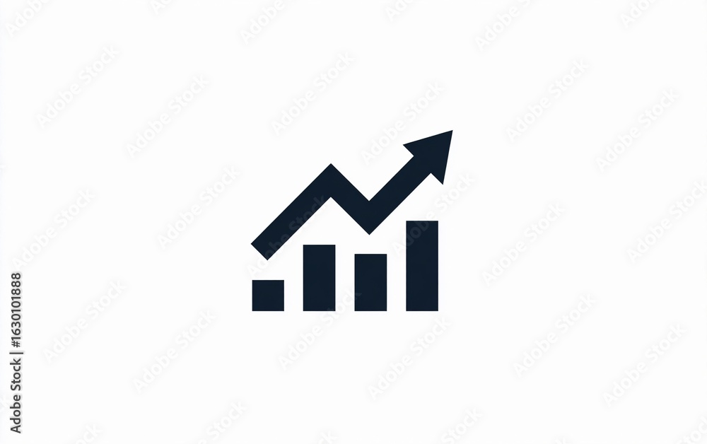 Poster growth trend represented by an upward arrow and bar chart in a minimalist design, symbolizing progre