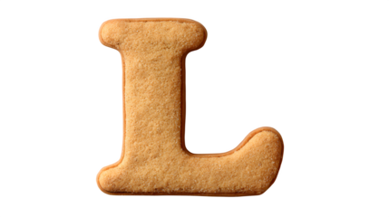 A letter 'L' in cookie style, soft and puffy, like a freshly baked snickerdoodle, isolated on a Transparent Background