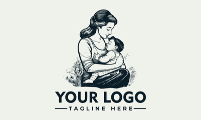 A sketch of a mother lovingly holding her baby in her arms, a tender and intimate moment.