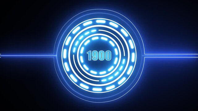 1900 text with screen effects of technological failures. Concept of counting years. Past year technology concept on black background. 4k video animation