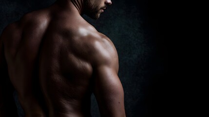 Fototapeta premium Sculpted male back muscles in dramatic lighting
