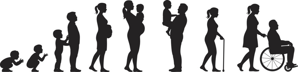 Dancing silhouette of a man and woman in black and white sketch style