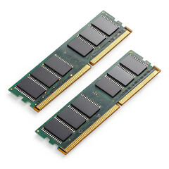 two computer memory modules isolated on white background, 