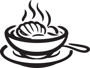 Warm seafood chowder illustration in flat vector format