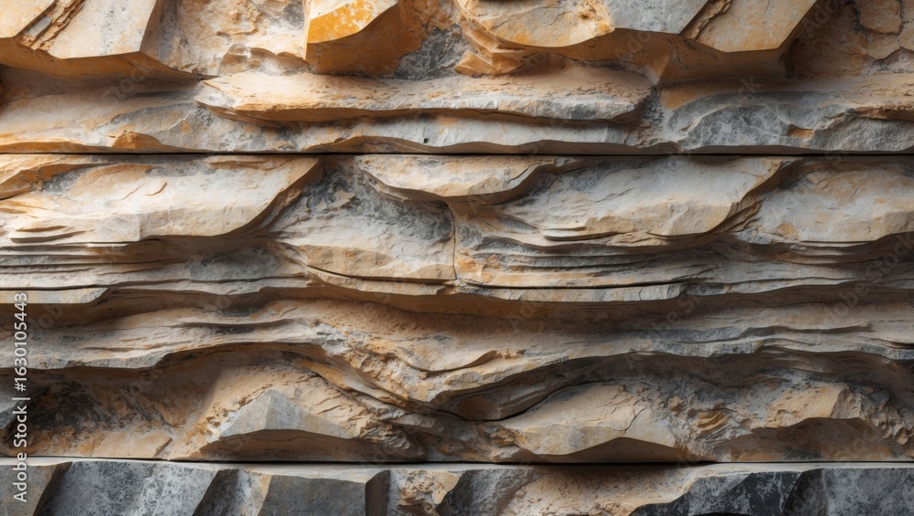 Poster an abstract shot of weathered stone, highlighting the intricate textures and patterns of nature. the