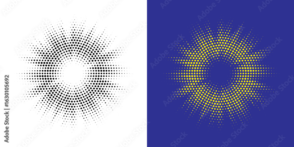 Poster set of black halftone grunge circle. vector modern dots halftone arts. halftone circle frame backgro
