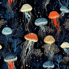 Seamless tile patterns combining cultural, modern, and botanical inspirations for commercial vector.