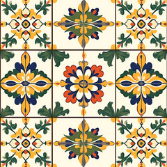 Seamless tile patterns combining cultural, modern, and botanical inspirations for commercial vector.