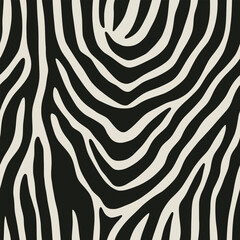Seamless zebra print pattern. Classic and graphic animal skin texture with bold black and white stripes, perfect for fashion and decor. Vector animalistic print, animal skin. Zebra pattern.