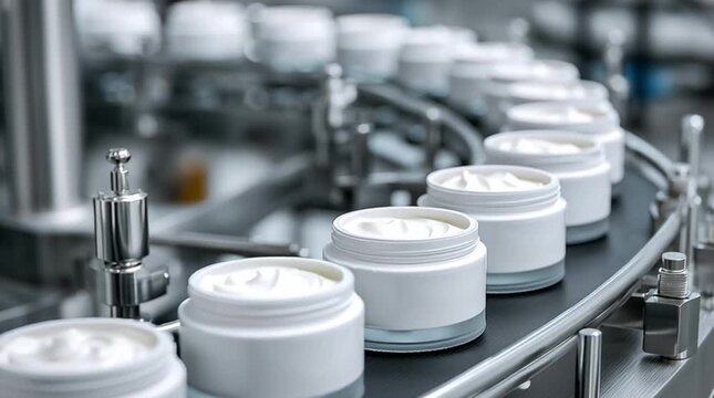 Cosmetic Cream Production Line in Modern Factory