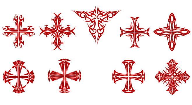 Dynamic tribal cross silhouettes offer bold, edgy designs perfect for modern branding and powerful visual statements, capturing attention with their intricate patterns and spiritual symbolism.