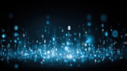Dynamic Digital Background with Glowing Network Connections and Data Visualization Elements on Dark Blue Backdrop, Representing Advanced Information Technology and Global Communication Systems