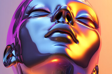 Chrome face with dreamy lighting