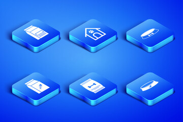 Set Pet food bowl, Bag of, for pet, cat, Dog house and paw print and icon. Vector