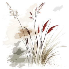 Highly detailed illustrations of various trees, leaves, grasses, and botanical elements, featuring realistic, minimalist, and abstract compositions on a white background.