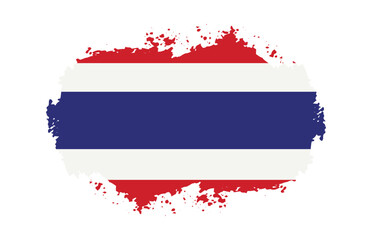Thai flag grunge paint texture. National Flag of Thailand isolated on white background. Design element for national holiday, poster, flyer. Colored flat vector illustration