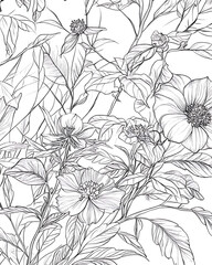 Highly detailed illustrations of various trees, leaves, grasses, and botanical elements, featuring realistic, minimalist, and abstract compositions on a white background.