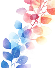 Highly detailed illustrations of various trees, leaves, grasses, and botanical elements, featuring realistic, minimalist, and abstract compositions on a white background.