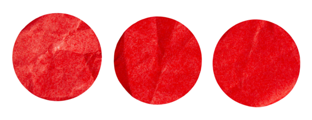 PNG Set of blank red glued sticky round label sticker cut out design element
