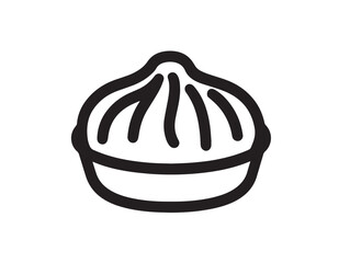 Minimal Asian dim sum plate in 2D icon
