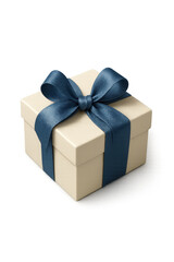 Obraz premium Elegant Gift Box with Blue Ribbon on Transparent Background