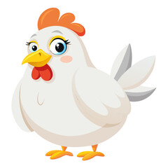 Fototapeta premium Cute white hen with expressional eyes