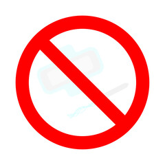 Banned throw in toilet pad and tampon, sign tampon throw in toilet, warning no pad, discard napkin, prohibition vector illustration