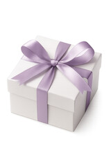 Obraz premium Elegant Gift Box with Lavender Ribbon on Transparent Background