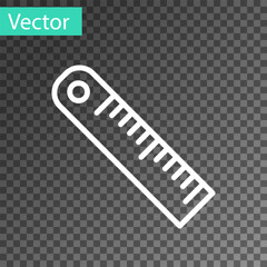 White line Ruler icon isolated on transparent background. Straightedge symbol. Vector