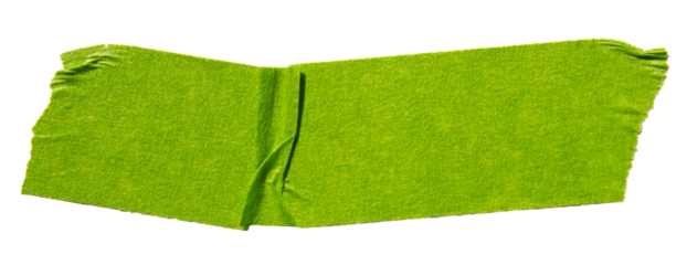 Green adhesive torn paper masking tape isolated on white background