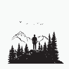 silhouette of a man in the forest