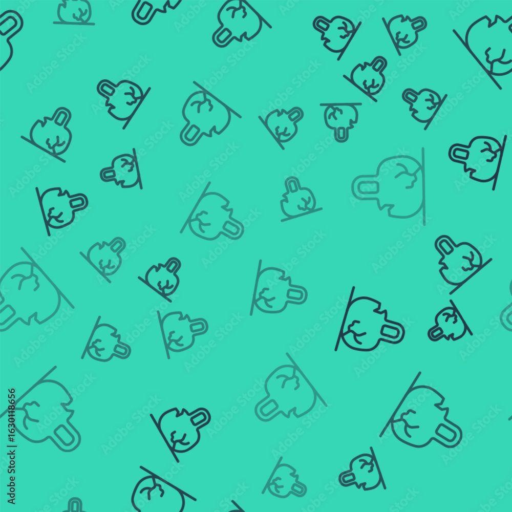 Poster black line broken weight icon isolated seamless pattern on green background. kilogram weight block f