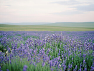 Obraz premium Serene Lavender Field Under a Calm Sky