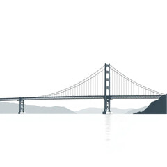 Obraz premium Golden Gate Bridge reflecting in calm water in San Francisco around the winter solstice
