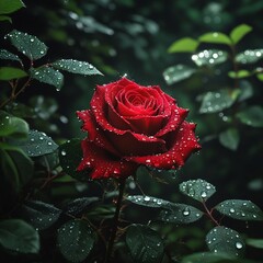 red rose with water drops