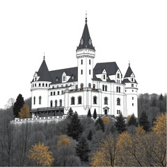 Bran Castle with festive decorations in Romania amid the golden hues of October