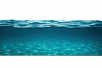 Underwater view of ocean surface with transparent background