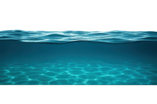 Underwater view of ocean surface with transparent background